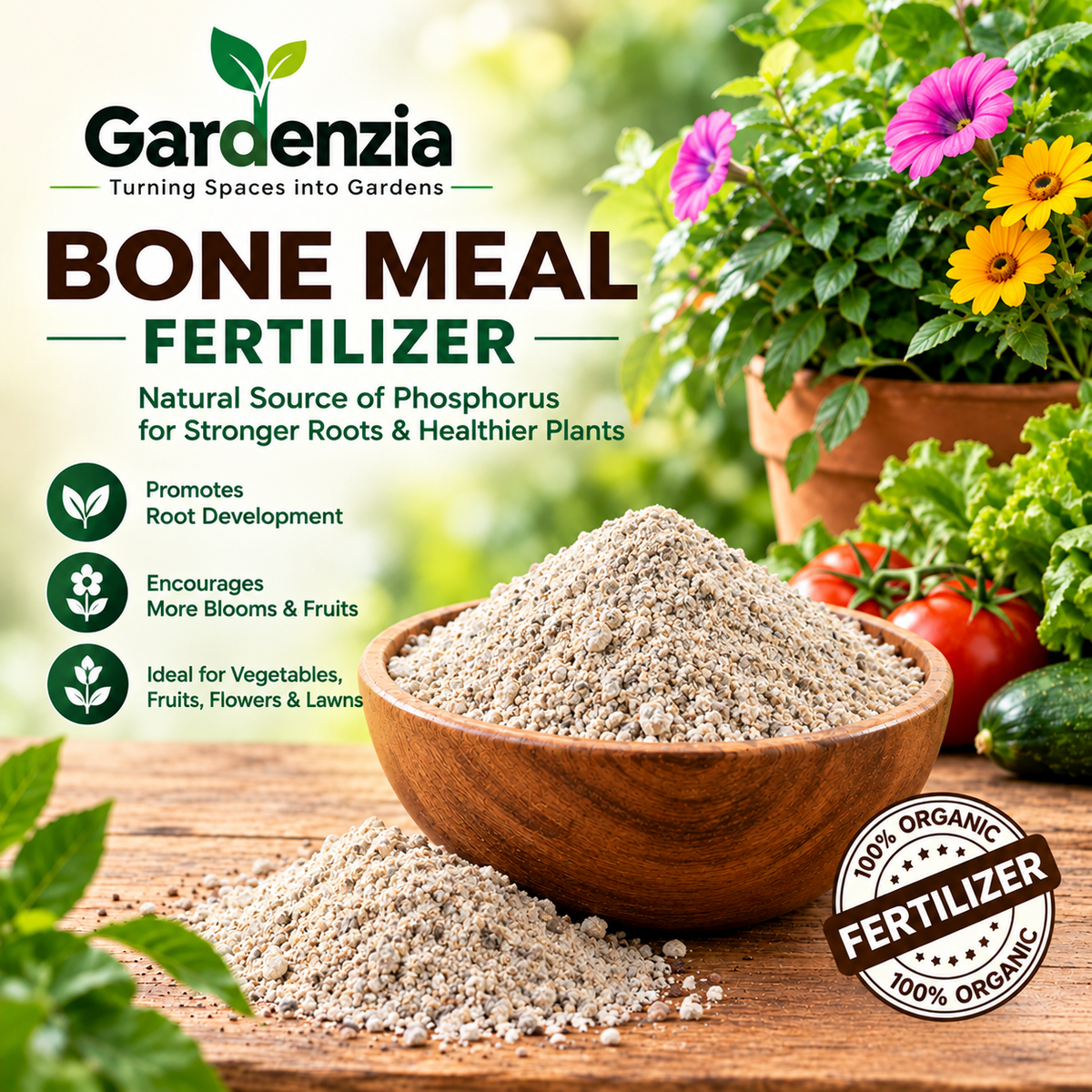 Organic Bone Meal for Strong Root Development, Flowering & Fruit Growth in Home Gardening