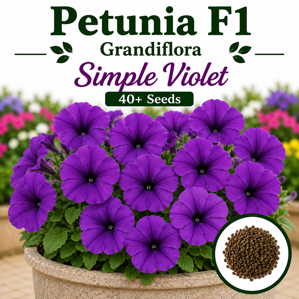 F1 Petunia Grandiflora simple violet  40+ Seeds
